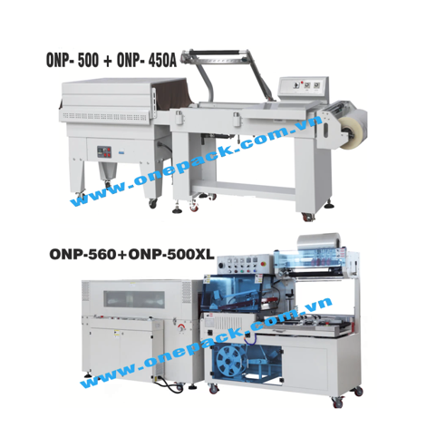 Máy cắt và co màng dạng kín